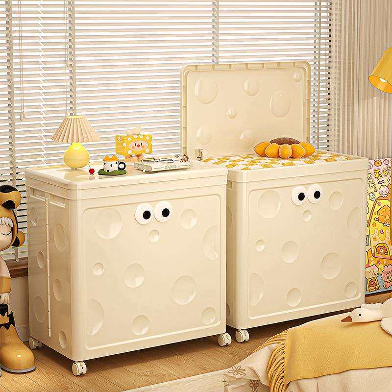 衣服玩具收纳衣服收纳箱款翻盖被子超大带轮容量塑料筐可折叠衣箱