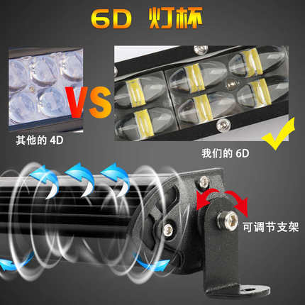 汽车led长条灯双排超亮聚光透镜中网灯改装越野车射灯货车前杠灯