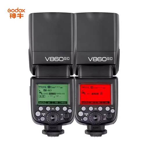 Godox神牛V860II二代闪光灯 单反相机外置锂电机顶热靴外拍灯高速