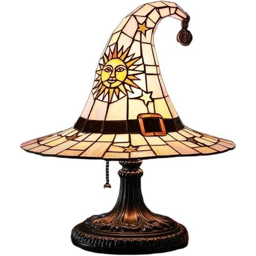 Stained Glass Witch Hat Lamp 女巫帽灯床头柜夜灯万圣节装饰