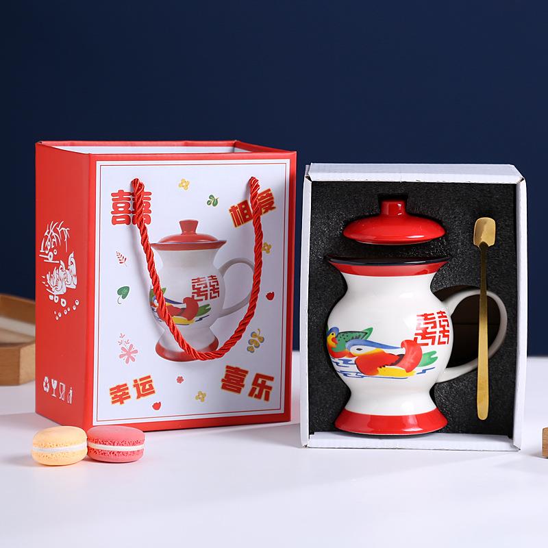 痰盂水杯带勺带泡茶神器怀旧老式陶瓷杯子恶搞怪生日礼物茶壶