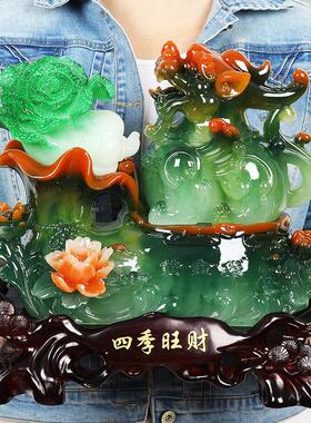 貔貅摆件招财镇宅百财如意玉白菜客厅装饰品店铺家居饰品开 业礼