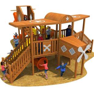 非标户外大型木质组合滑梯小区公园无动力游乐设备幼儿童木制滑梯