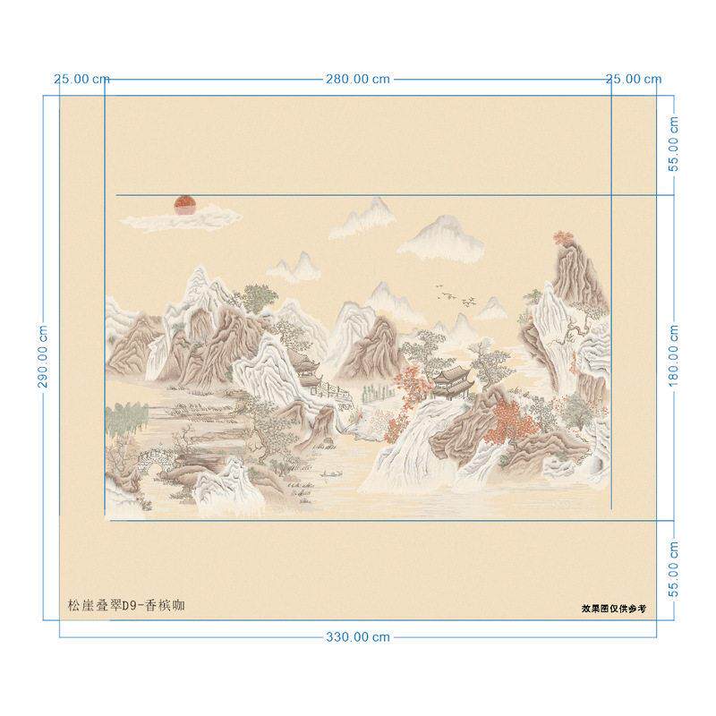 新中式宋氏美学现刺绣独绣绿色环保壁布中国风展厅客厅卧室创意