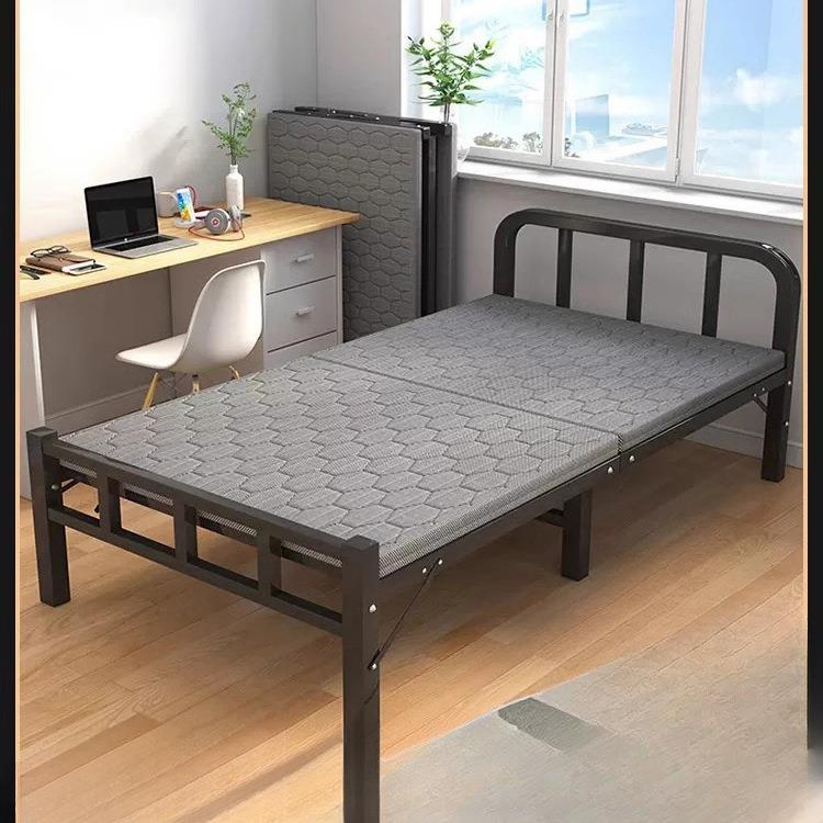 铁艺床现代简约单人家用午休折叠床加厚加固宿舍床出租屋成人铁床