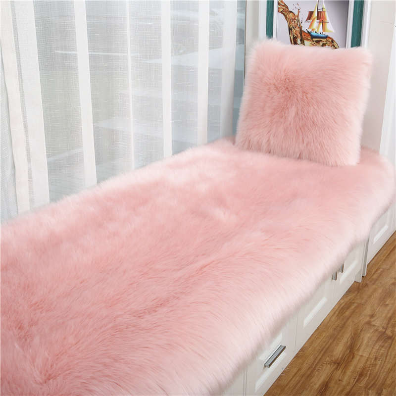 毛绒飘窗垫ins风网红现代简约白色垫子可水洗剪裁定做地毯窗台垫
