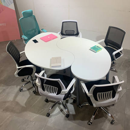 会议桌长桌办公桌会议室培训桌椅组合简约现代S形桌子大型洽谈桌