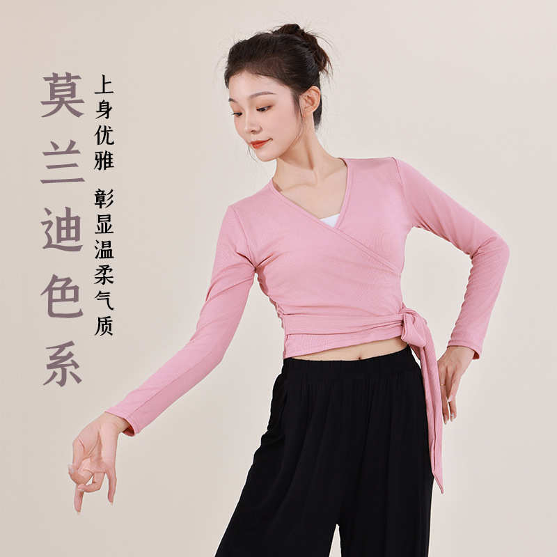 舞蹈服成人款女教师显瘦绑带瑜伽拉丁舞服高级感现代舞练功服上衣