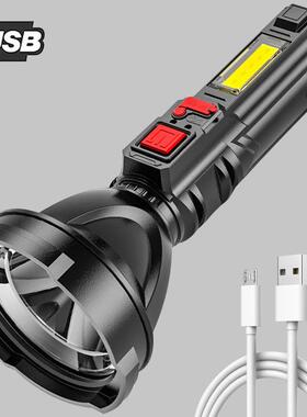 跨境新款强光手电筒 户外led便携cob侧灯USB充电家用大功率手电筒