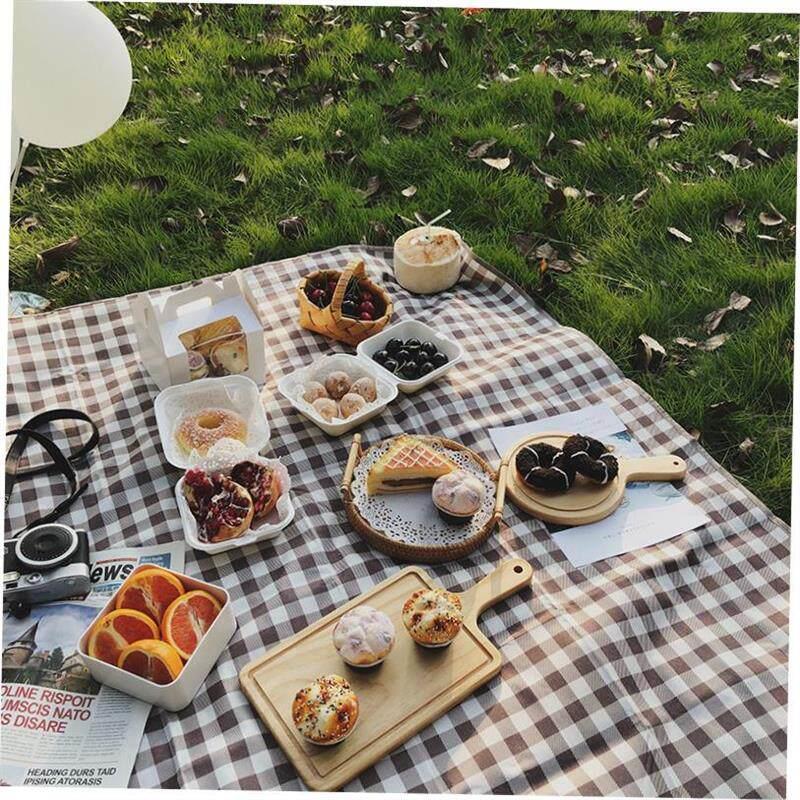 Outdoor Thicken Pad Blanket Camping Beach Plaid Picnic Mat - 实物图