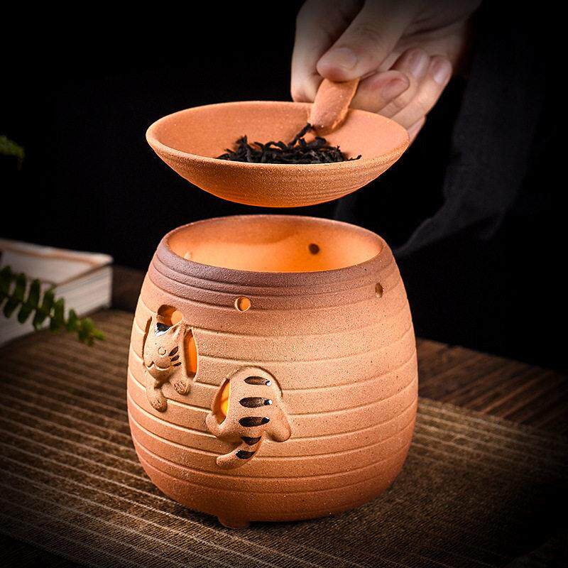 古早烧提香焙茶器陶瓷烤茶小型家用茶叶炉熏茶烤茶器萌猫烤茶炉