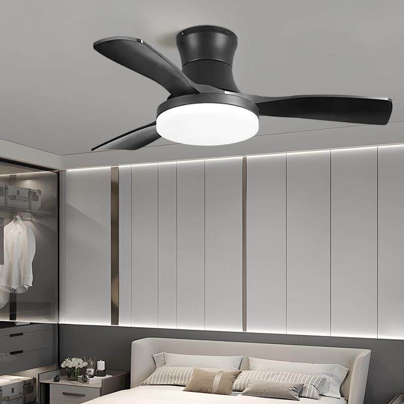 黑色复古静音实木餐厅风扇灯吊扇灯2025新款客厅风扇一体带风扇