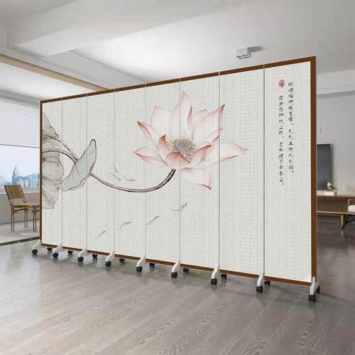 中式屏风隔断客厅遮挡卧室玄关可移动折叠墙办公室山水画仿古室内