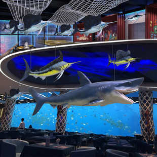 仿真剑鱼模型摆件热带鱼魔鬼鱼旗鱼鲨鱼鲤鱼雕塑海洋馆餐厅吊装饰