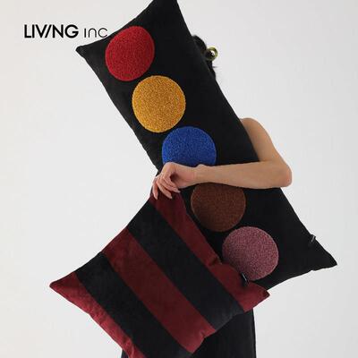 LIVING inc.Bump条纹 中古包豪斯几何沙发抱枕艺术感长条覆古靠垫