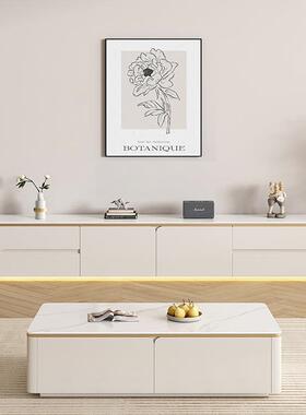 全实木岩板落地电视柜茶几组合现代简约小户型家用客厅感轻J&