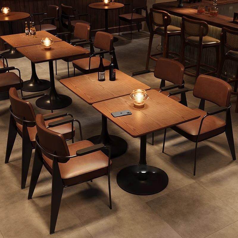 商用咖啡厅椅子靠背椅复古酒吧清吧奶茶店餐饮店餐厅餐桌椅子一套