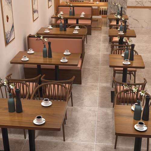 靠餐厅桌厅A09椅茶楼卡座店咖啡餐饮店火锅烧烤店墙实木双人沙发