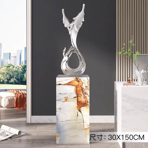 羽毛雕塑客术厅落地摆件家玄居饰品关电视柜旁艺yc190363大石开业