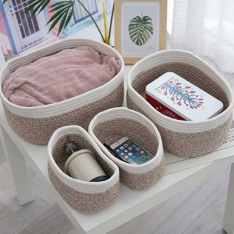 篮子色脏编织收纳桶收纳筐筐篮棉拼棉线棉绳四件套筐编织卧室衣绳,收纳整理,其他收纳篮,淘宝优惠券,粉丝福利购,淘宝优惠卷