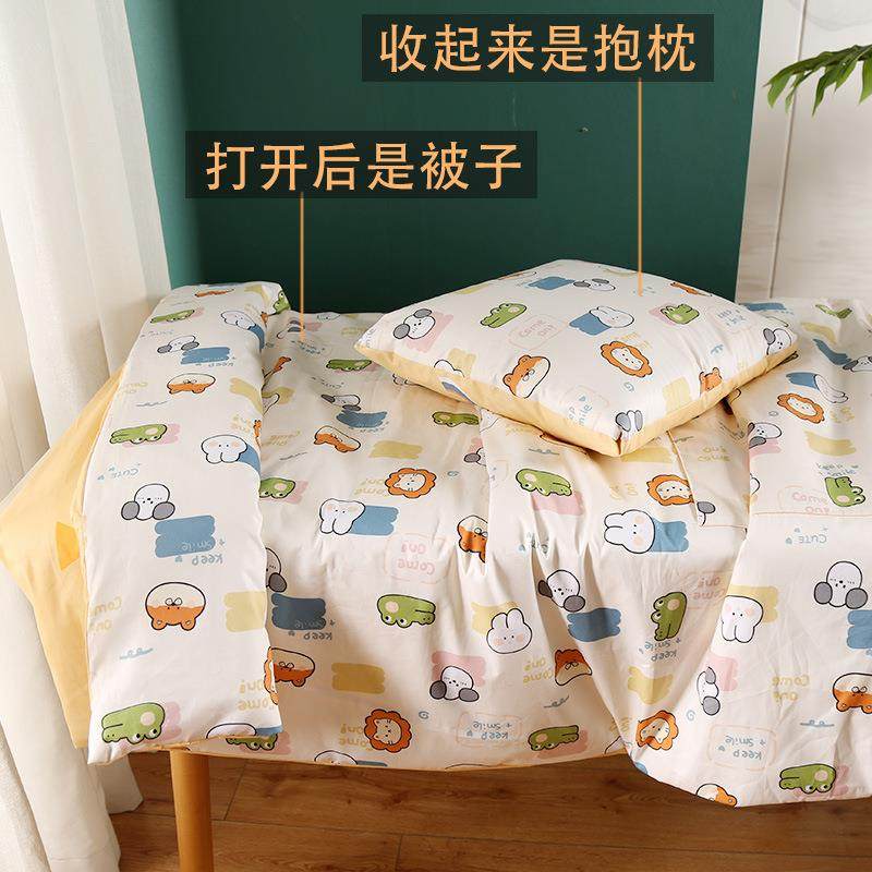 纯JQI车载抱枕被子两卡通棉靠用垫被全棉办公室可二折叠午睡枕头