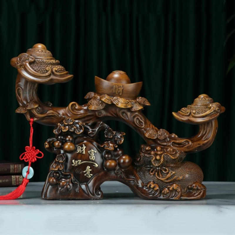 工艺品财富乔迁摆件新房装饰酒柜中式开业玉如意礼品树脂客厅家居