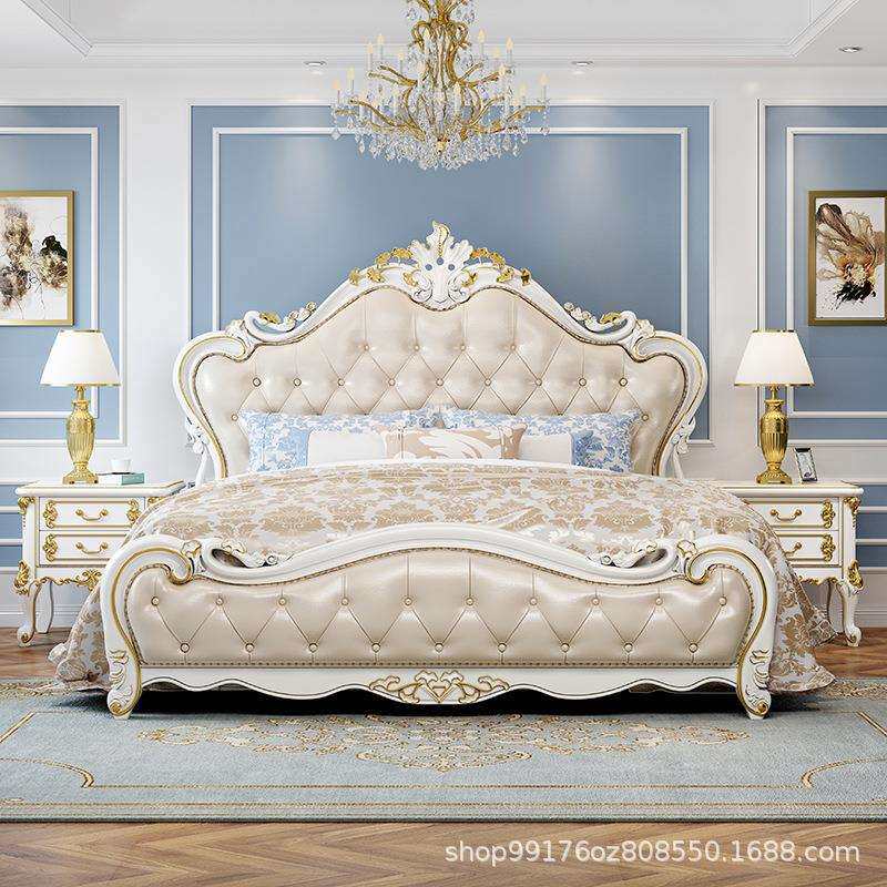 欧式床双人床1.8m现代简约实木别墅主卧床奢华法式白色公主床婚床