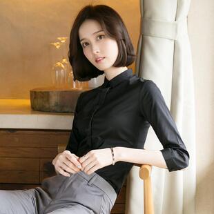 5七袖白0衬衫女小领夏季职业正装工作服中袖2分2新款工装半袖