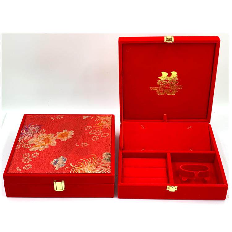 直销新款黄金首饰盒手镯多件套装收纳盒结婚庆新娘嫁妆珠宝盒首饰