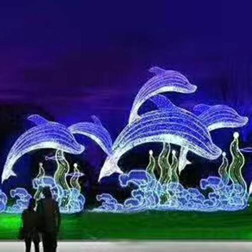 海洋动物鲸鱼海豚造型灯 户外灯光节商业街灯光节LED装饰造型灯