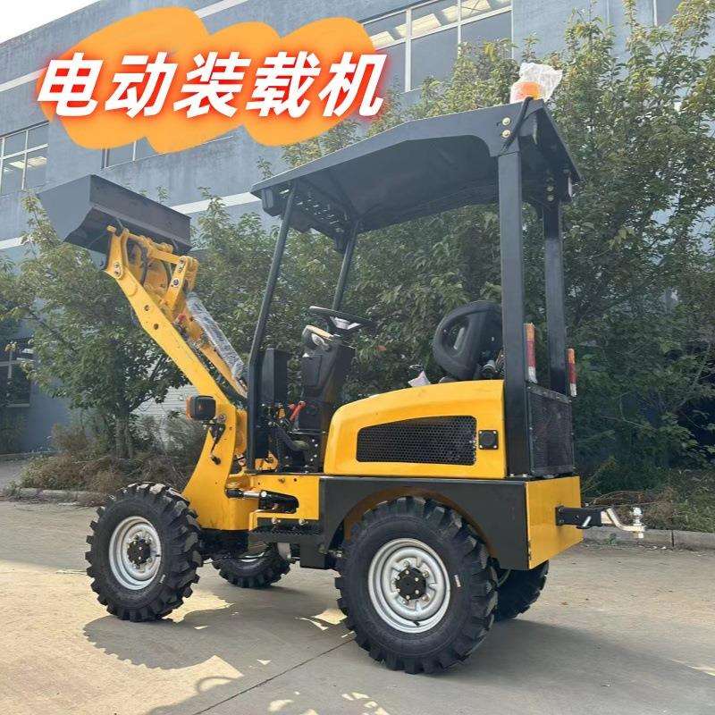 建筑工地电动小铲车 养殖场清粪电动四驱小铲车小型四驱装载机