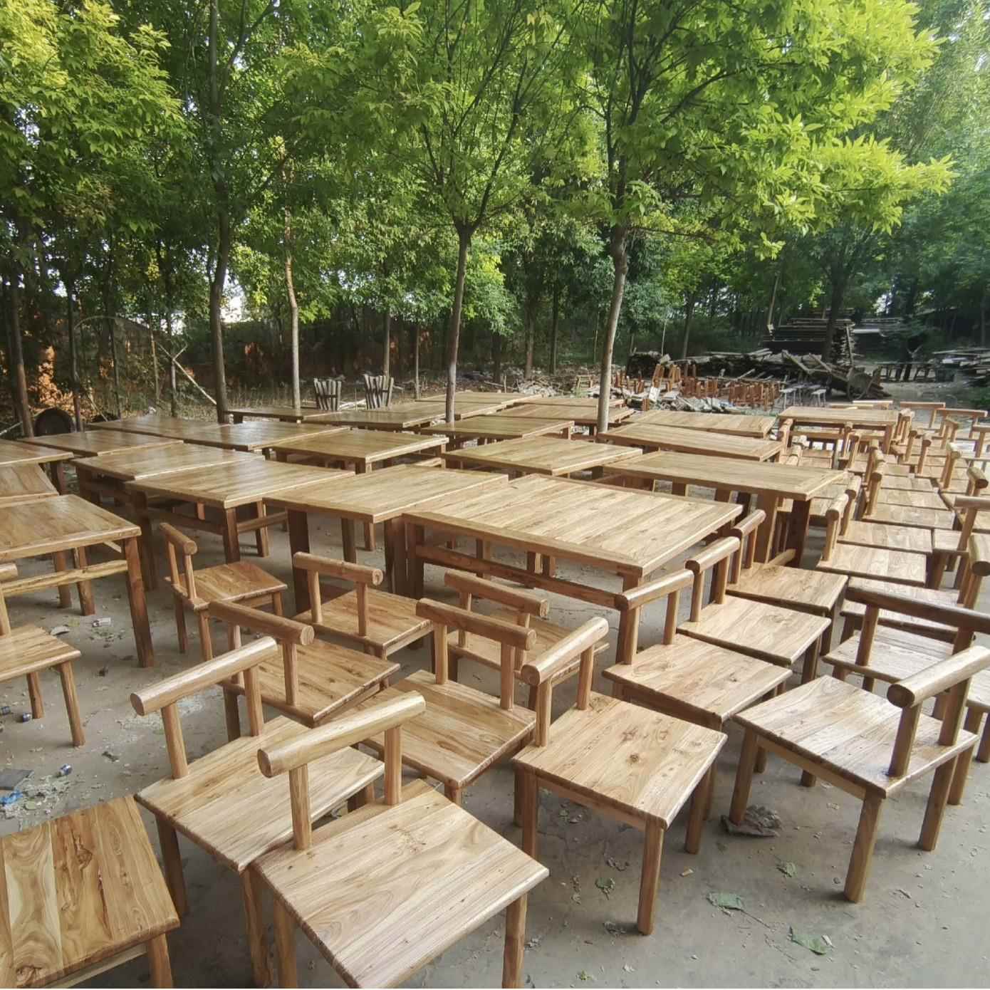 老榆木八仙桌实木小户型餐桌饭店民宿方桌新中式原木仿古茶桌茶几