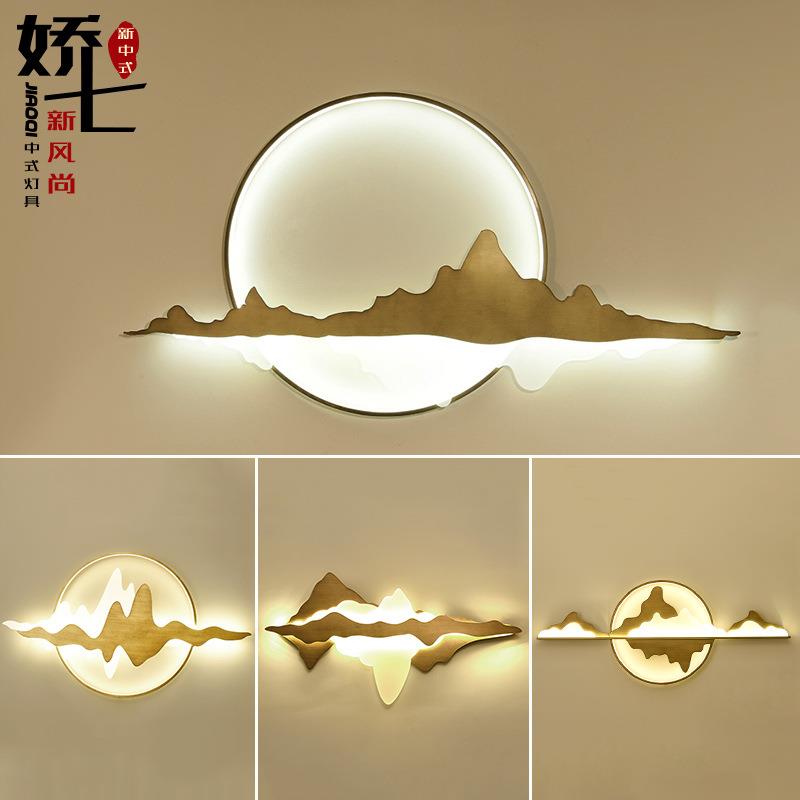 新中式壁灯客厅简约中国风禅意背景墙壁装饰画玄关过道走廊造型灯