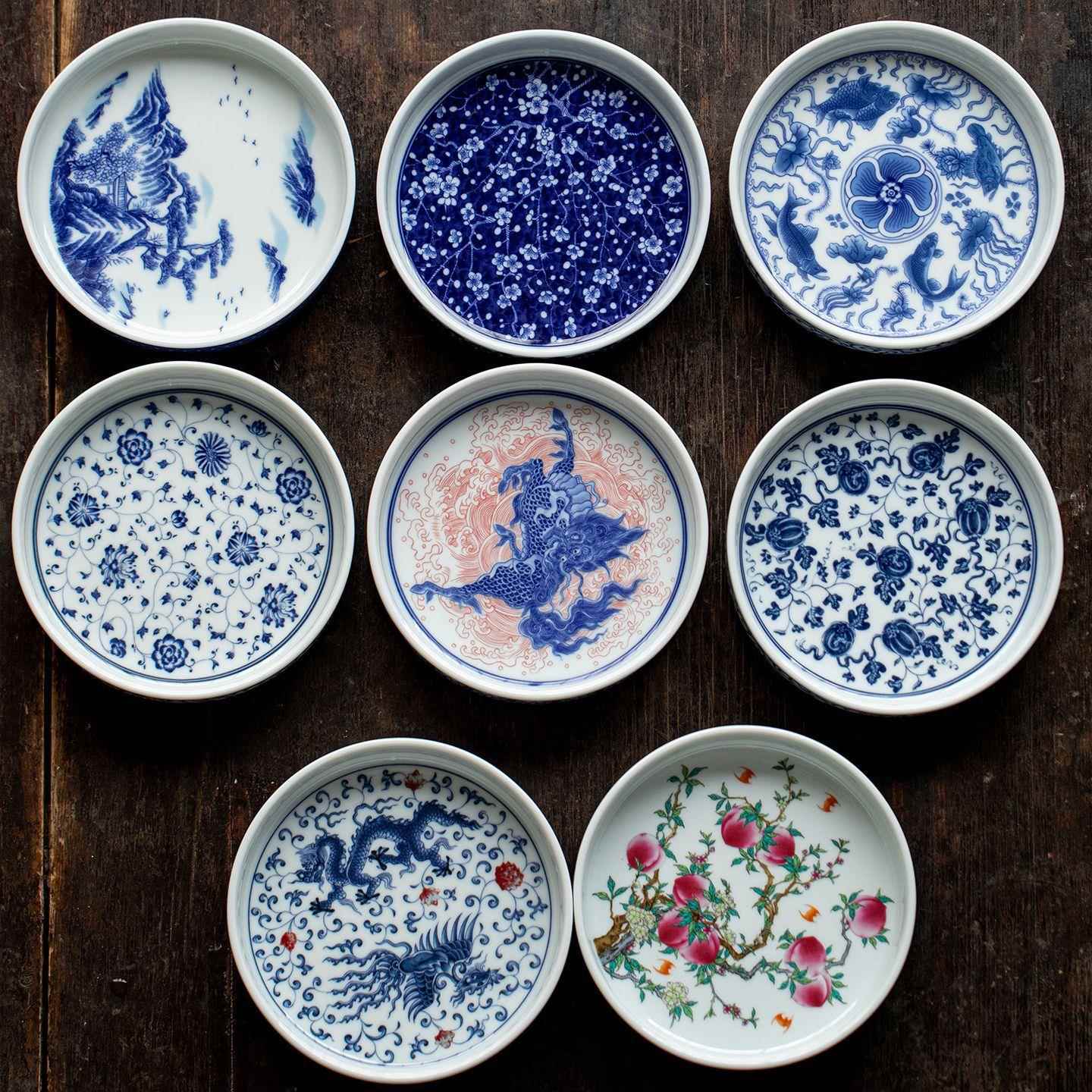 弥言仿古胎中式传统青花壶承家用盖碗茶壶托陶瓷干泡盘小茶台茶盘