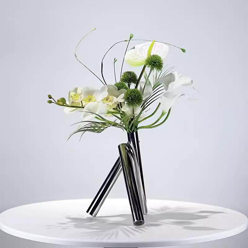 现代轻奢高档仿真花艺创意几何花瓶插花样板房茶几客厅餐桌花摆件