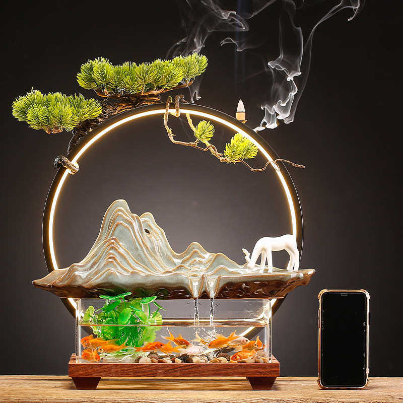 新中式招财流水生财摆件创意喷泉鱼缸家居办公桌面开业乔迁礼品,家居饰品,流水摆件,淘宝优惠券,粉丝福利购,淘宝优惠卷