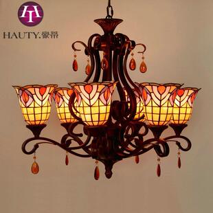 直销欧式 孔雀尾吊灯复古帝凡尼开枝吊灯客厅灯卧室灯6灯头