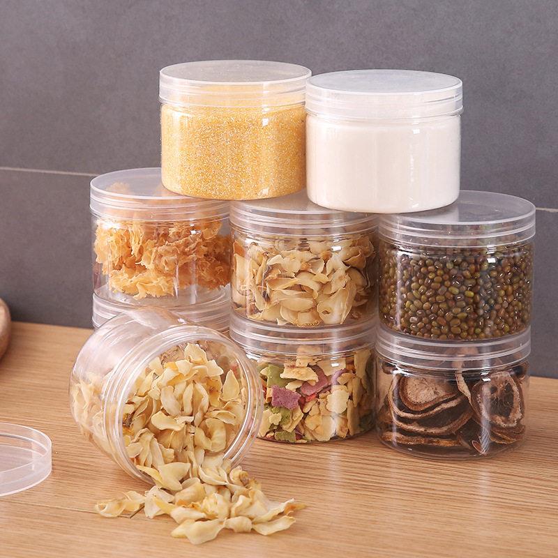 现货食物储存五谷杂粮储物盒圆形家用密封透明广口塑料密封