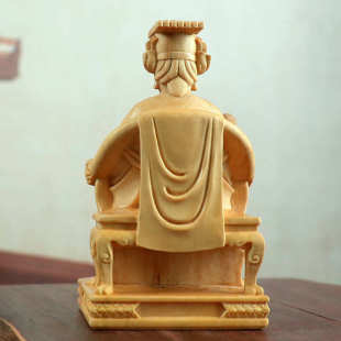 黄杨木如意妈祖摆件木制工艺品原木精雕汽车装饰摆件家居平安神像