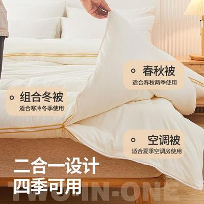 冬季A类母婴蚕丝被春秋被子拉链款二合一子母被加厚被芯全棉冬被