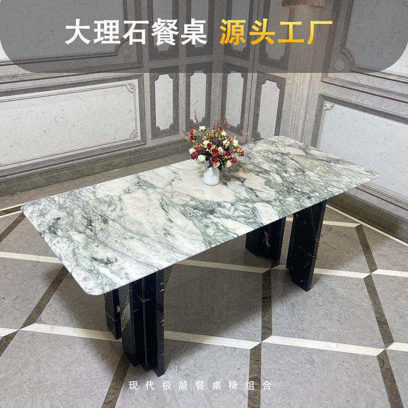 轻奢大理石餐桌组合现简约吃饭桌子家用汉都人长方桌小户型长条