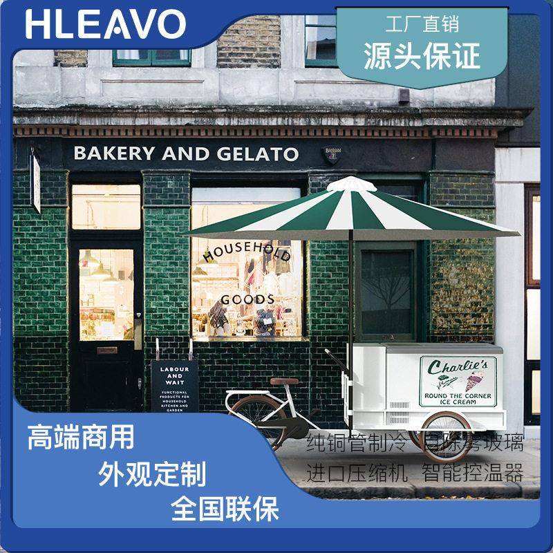 倒骑式小车设计时尚复古冰淇淋售卖车冰激凌移动售卖车直冷雪糕车