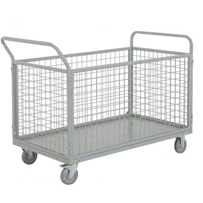 物流仓储周转车围栏笼车大号快递搬运车网格手推车工厂拉货平板车