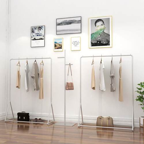 服装店衣架展示架落地式婚纱架卧室晾衣杆架简约男女侧挂中岛架子