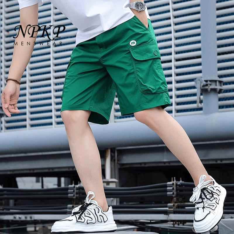 潮牌工装短裤男款夏季新款休闲运动绿色休闲短裤冰丝速干五分五分