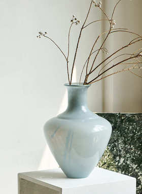 大肚子艺术醉木样板房马落地烟灰瓶花瓶吊钟手工玻璃现代大件简约