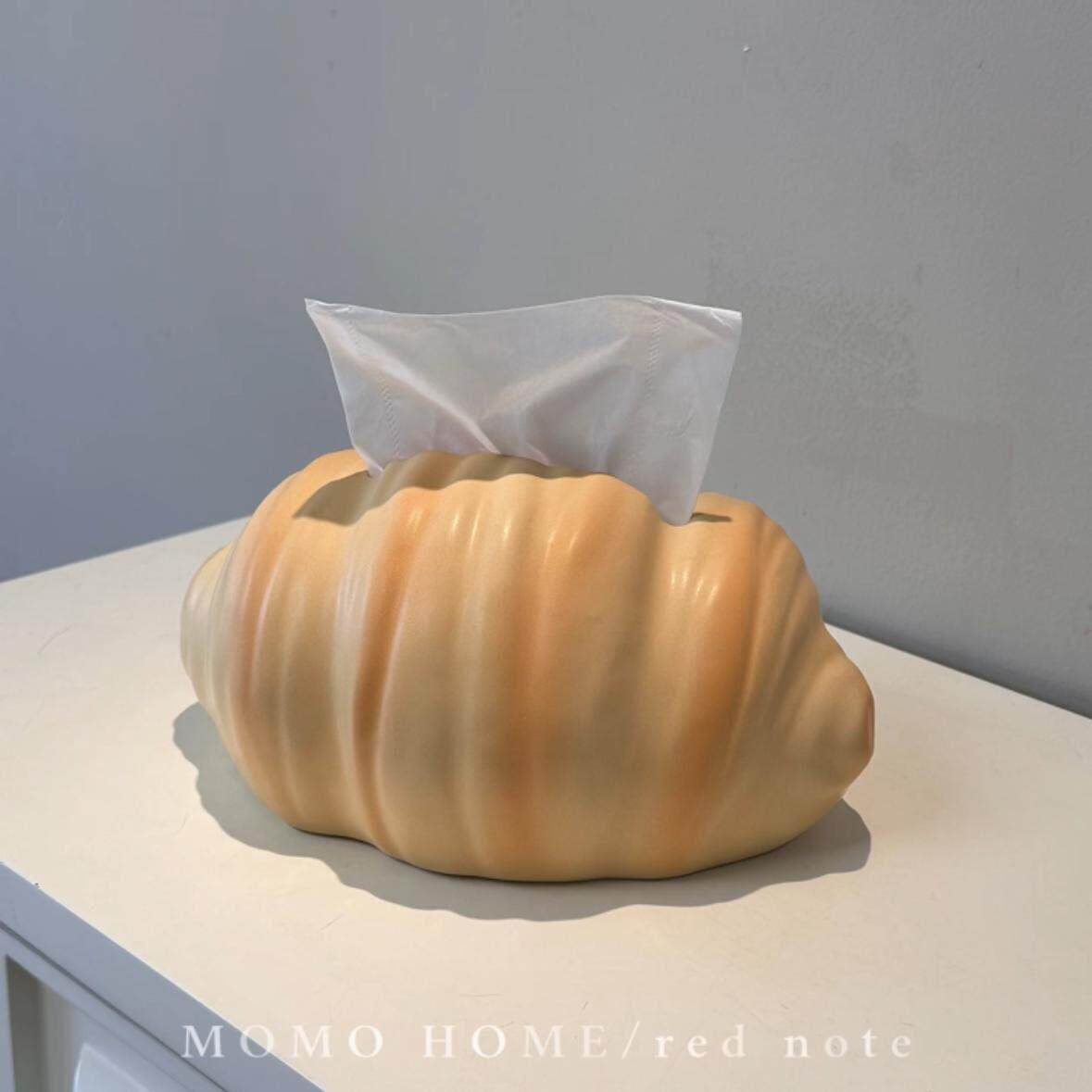 创意可颂牛角包陶瓷卫生纸盒高颜值桌面装饰摆饰家用客厅卧室纸巾