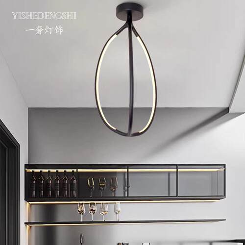 现代简约意大利设计师极简线条波浪吊灯客餐厅展馆异形北欧灯具