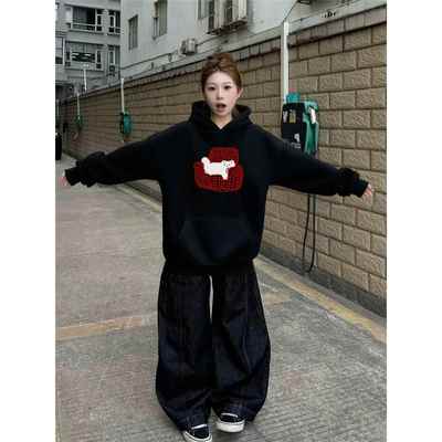 重磅纯棉连帽卫衣女2025新款爆款美式宽松加绒加厚秋冬高街帽衫潮