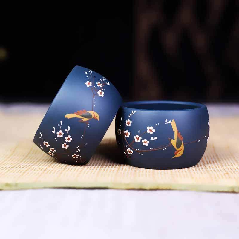 宜兴紫砂主人杯功夫茶杯单杯家用泥绘茶盏 喜上眉梢品茗杯小口杯,餐饮具,茶杯,淘宝优惠券,粉丝福利购,淘宝优惠卷